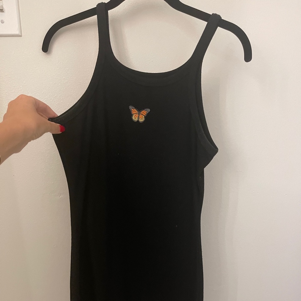 Black cotton mini dress